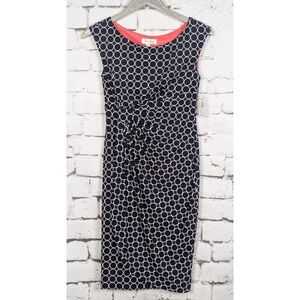 DRESSBARN Faux-Wrap Jersey Knit Geo Print Career Office Work Wear Dress Sz 4 NEW